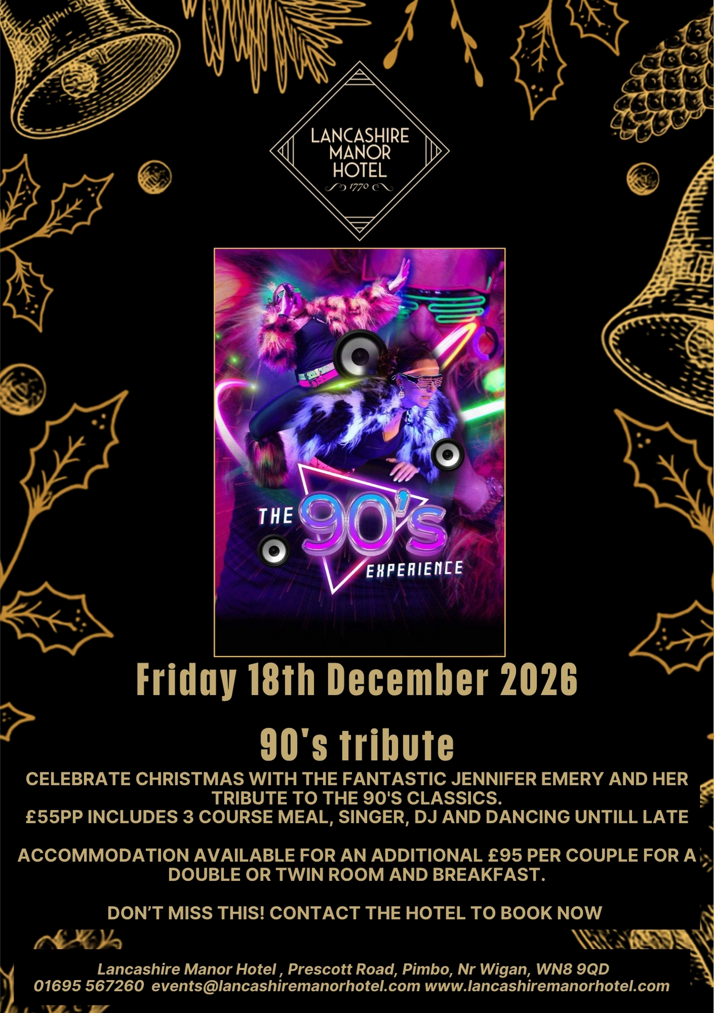 1990's Tribute Christmas Party Night Friday 18th December £55pp