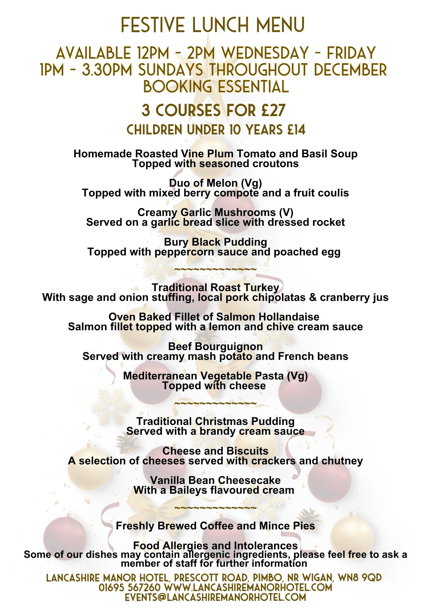 Festive Lunch £27 per person